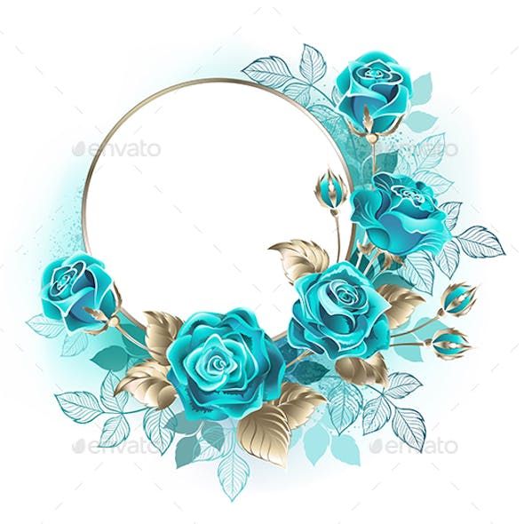 Round Frame with Turquoise Roses