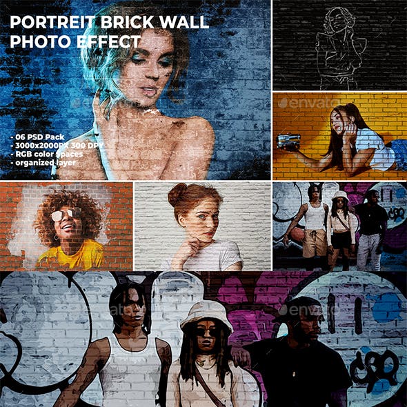 Portreit Brick wall photo effect