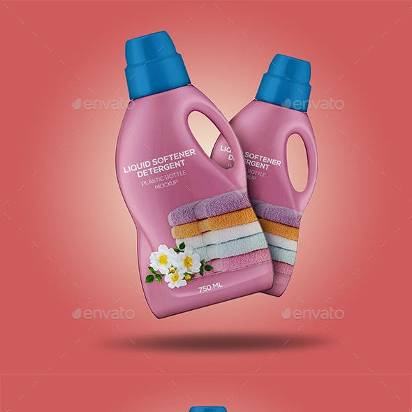 Liquid Softener Detergent Bottle Mockup