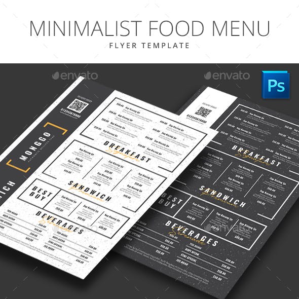 Minimalist Bistro Food Menu