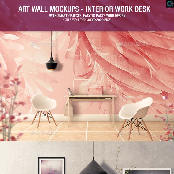 Art Wall Mockups - Interior Work Desk