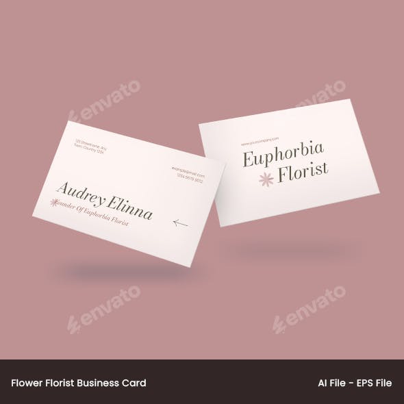 Pink Cream Modern Minimalist Botanical Florist Business Card