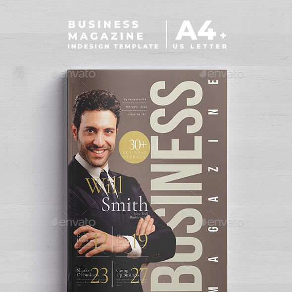 Business Magazine Template A4 + Letter - 28 pages