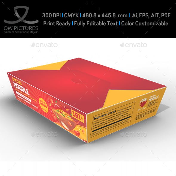 Noodle Box Tray Template for Packaging