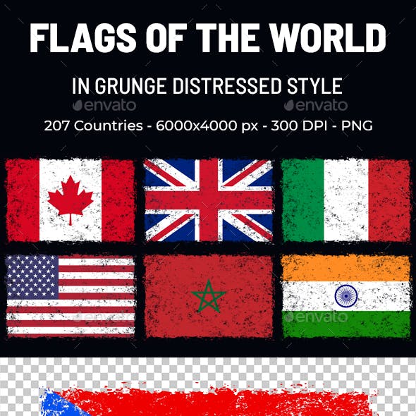 Flags of The World Grunge Distressed Style