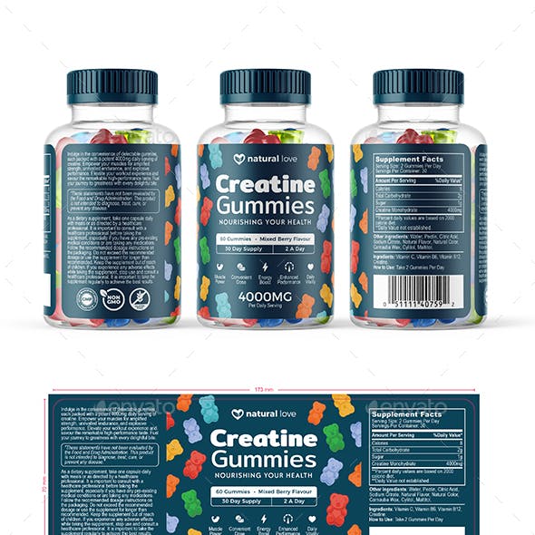 Creatine Gummies Label Design Template