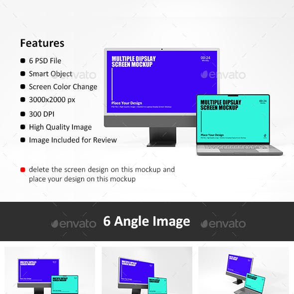 Multiple Laptop and Monitor Mockup