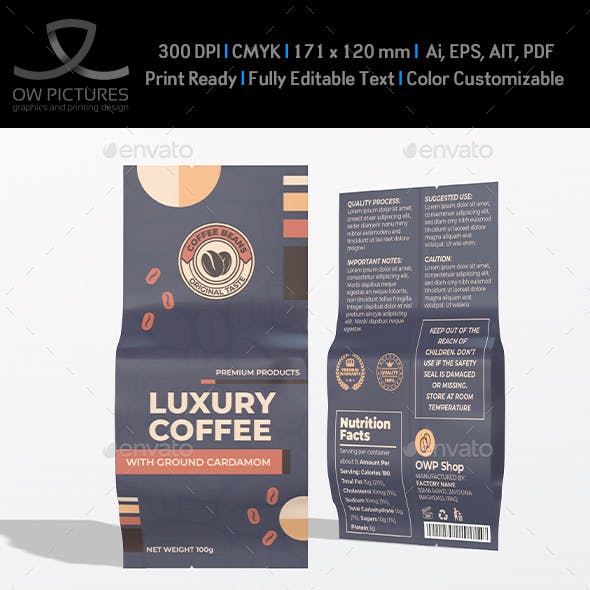 Coffee Bag Template for Packaging