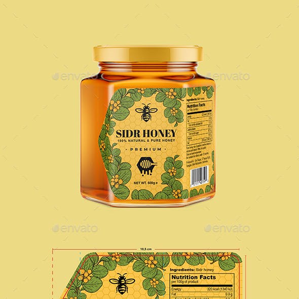 Natural Sidr Honey Label Design Template