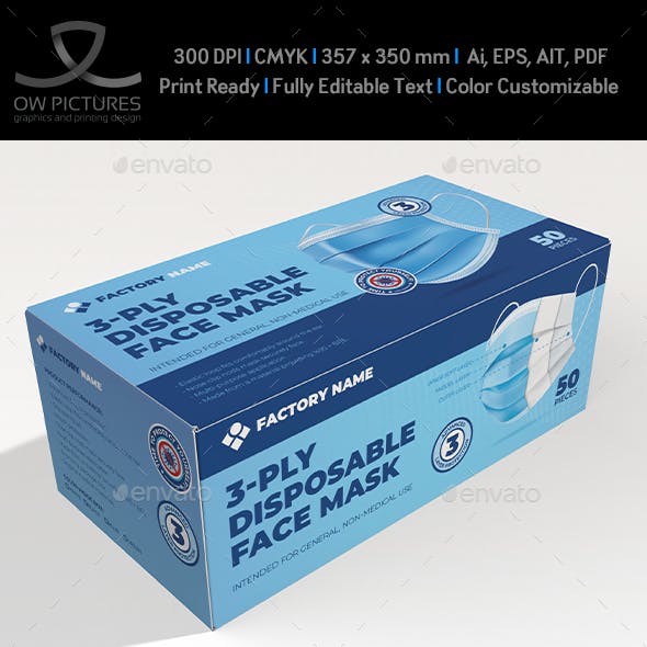 Face Mask Box Template for Packaging