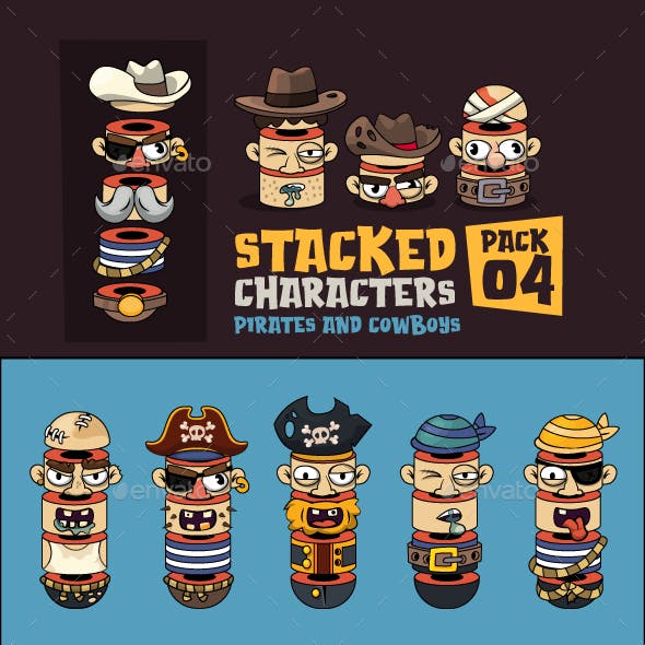 Stacked Characters - Pirates and Cowboys