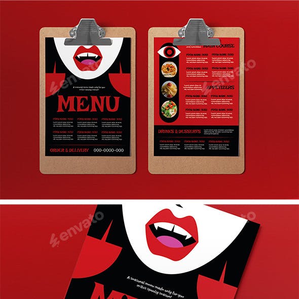 Red Mid Century Halloween Food Menu