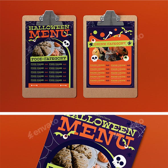 Purple Flat Design Halloween Food Menu