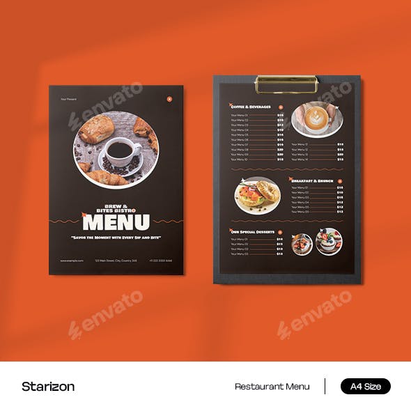 Brown Orange Creative Restaurant Menu