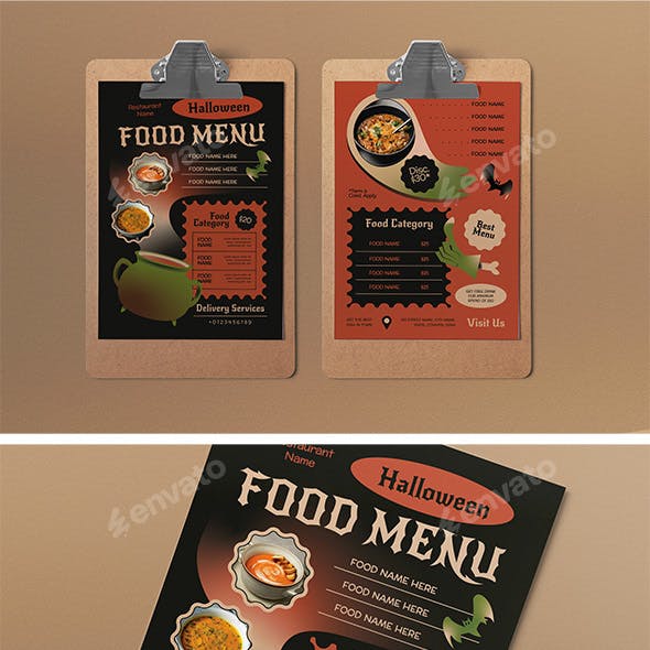 Black Vintage Gradient Halloween Food Menu