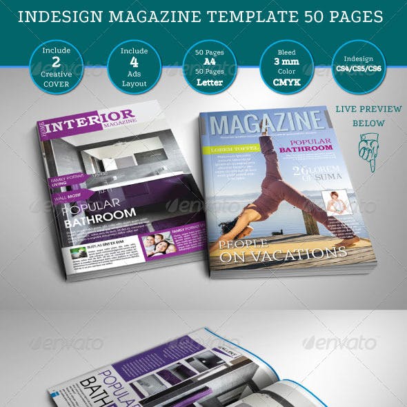 Indesign Magazine Templates 50 Pages 