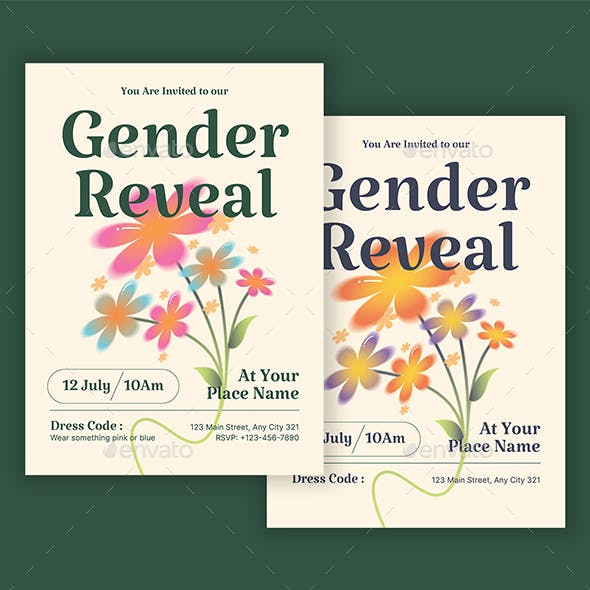 Floral Gender Reveal Invitation