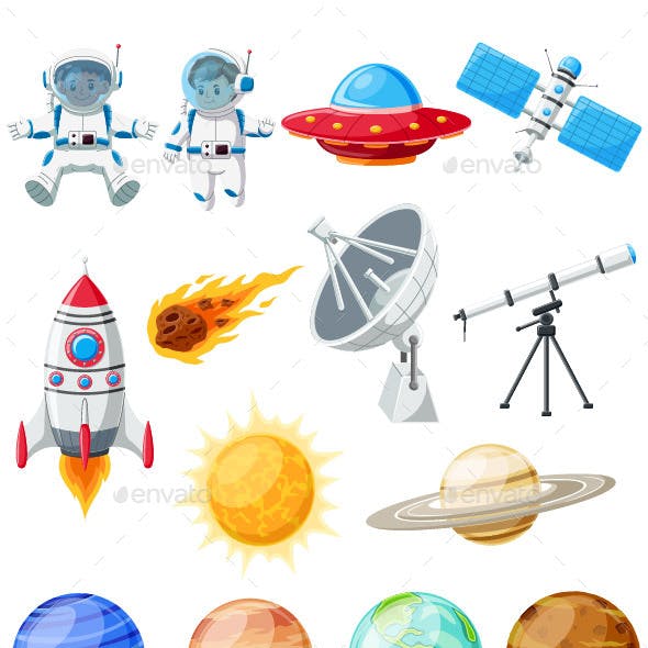 Outer space set cartoon