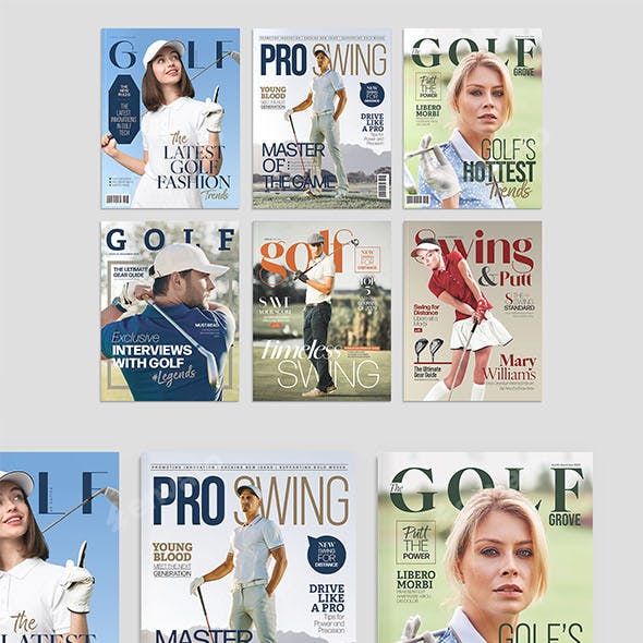 Golf Magazine Cover Templates Set