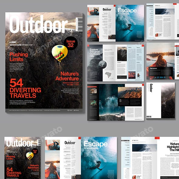 Travel & Outdoor Adventure Magazine Template