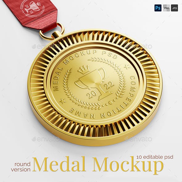 Medal Mockup Pack Round Version - 10 PSD