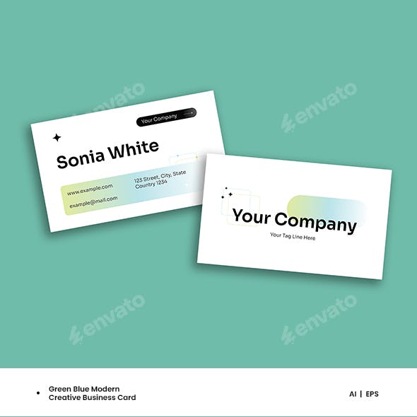 Green Blue Gradient Modern Creative Business Card