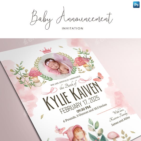 Fairy Baby Announcement Invitation