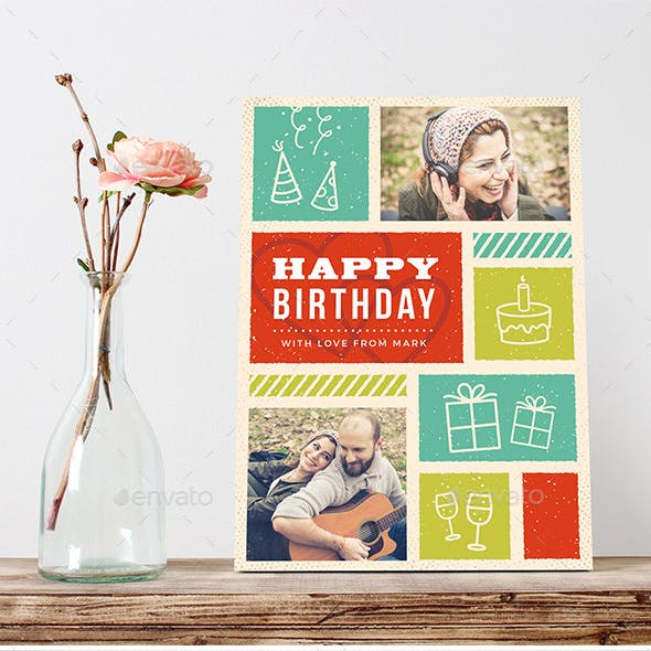 Retro Birthday Greeting Card