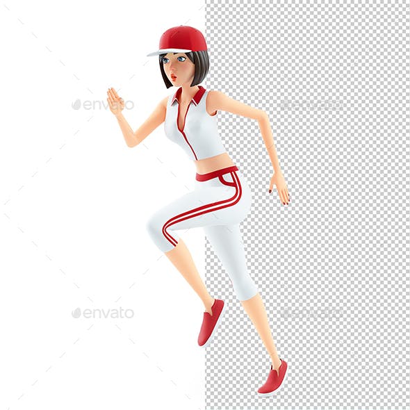 3D Baseball Girl Running