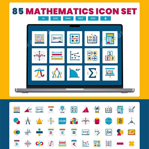 85 Mathematics Icons | Dualine Series