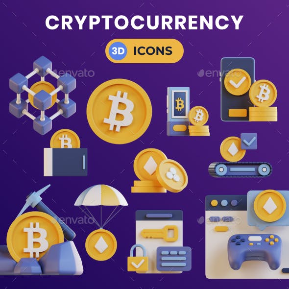 3D Cryptocurrency Icon Pack