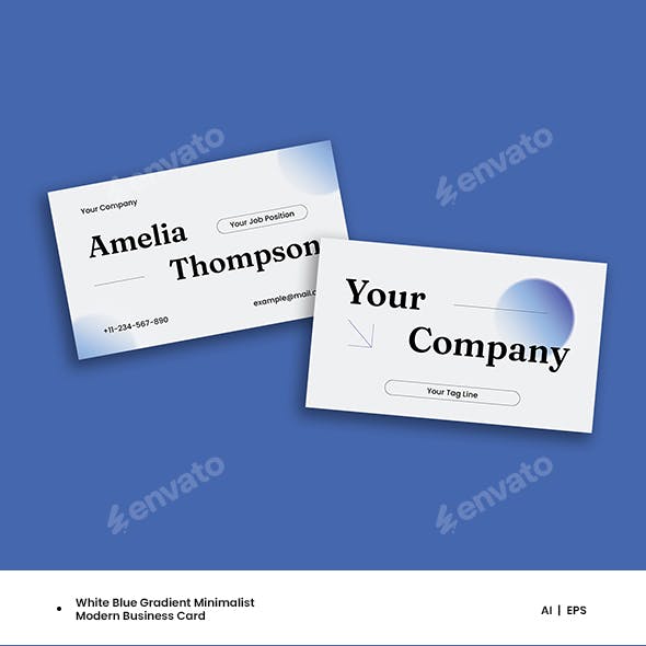 White Blue Minimalist Modern Business Card