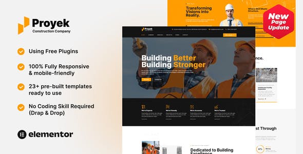 Proyek - Construction Elementor Template Kit